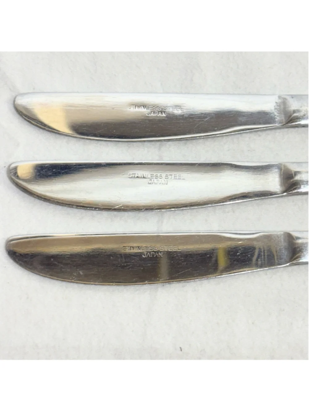 VTG Set of 3 Stainless Steel Japan Floral Rose Handle Dinner Knives Flatware MCM